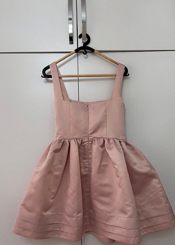 mezuniyet davet elbisesi juste pudra pembesi - Görsel 5