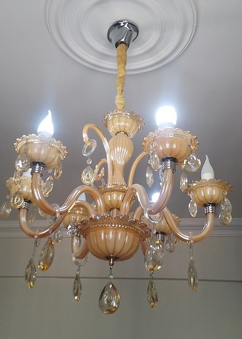 Bej Kristal Detaylı Avize - Görsel 5