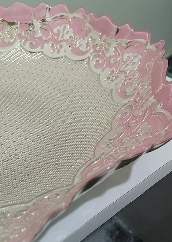 Nakışlı Pembe Vintage Tabak - Görsel 2