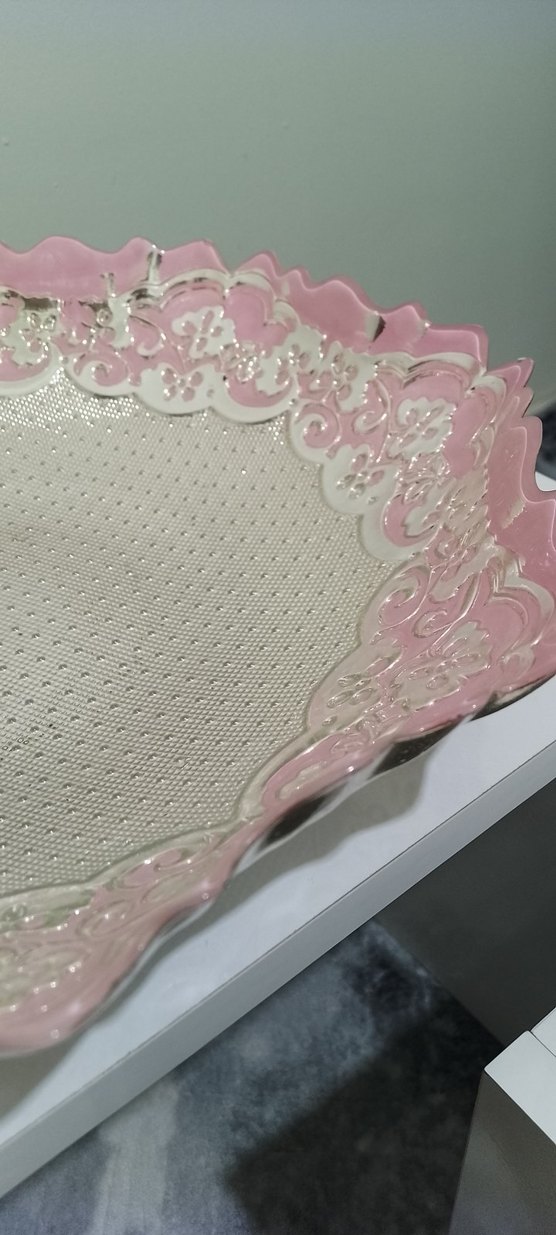 Nakışlı Pembe Vintage Tabak - Görsel 2