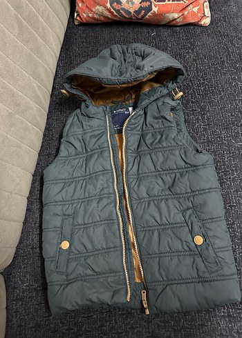 Kapüşonlu Erkek Çocuk Gri Fermuarlı Yelek - Görsel 4