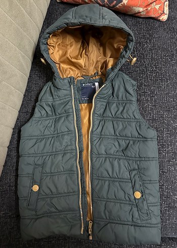 Kapüşonlu Erkek Çocuk Gri Fermuarlı Yelek - Görsel 2