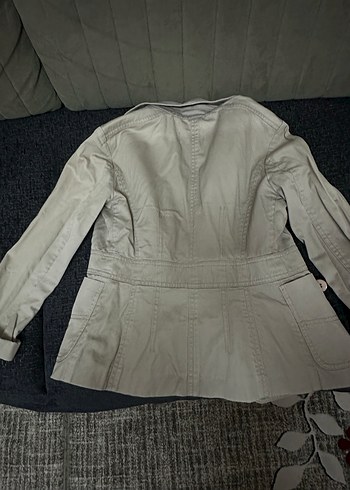 Düğmeli Bej Midi Kadın Ceket - Görsel 3