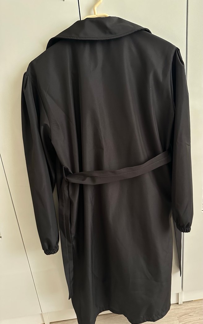 Siyah Midi Kadın Trençkot standart - Görsel 3