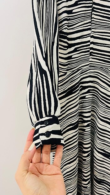 s Beden Zebra Şifon elbise