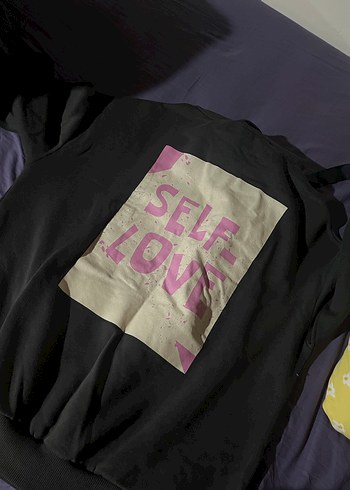l Beden Siyah Kapüşonlu Uzun Kesim Sweatshirt