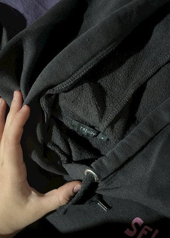 Trendyol & Milla Siyah Kapüşonlu Uzun Kesim Sweatshirt