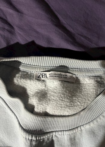 Zara Gri Keten Kadın Sweatshirt Salaş Kesim
