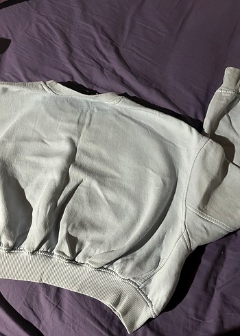 m Beden Gri Keten Kadın Sweatshirt Salaş Kesim