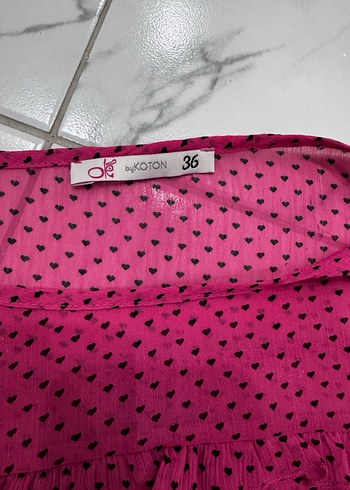 Koton Puantiyeli Uzun Kollu şifon Pembe Bluz
