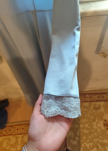 s Beden Bebek mavisi Uzun Kollu Drapeli Kadın Elbise