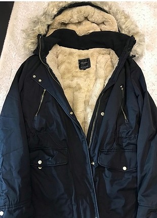 Zara kürklü siyah mont