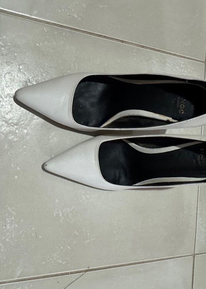 Mango Deri Beyaz Stiletto 36 Numara - Görsel 2