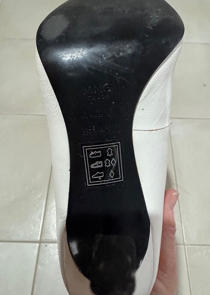 Mango Deri Beyaz Stiletto 36 Numara - Görsel 4