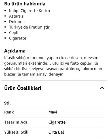 İpekyol Cigarette Mavi Ekose 36 Beden Pantalon - Görsel 5