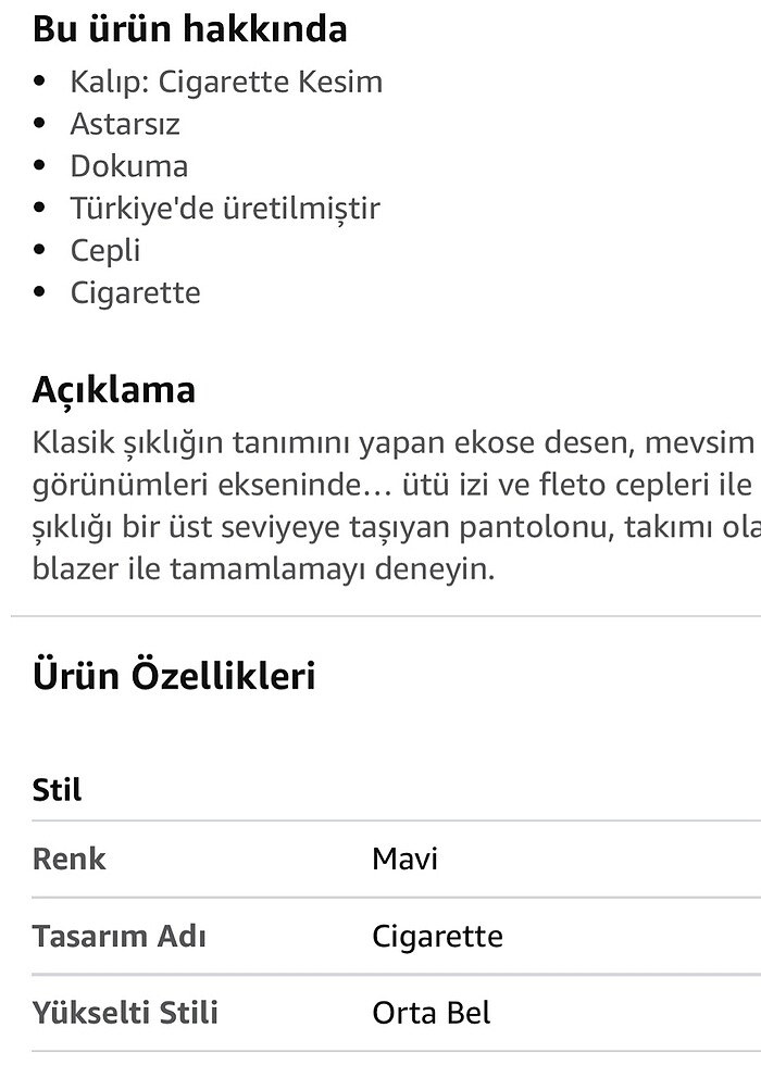 İpekyol Cigarette Mavi Ekose 36 Beden Pantalon - Görsel 5