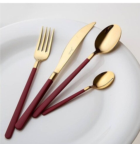 Jumbo RedGold 24 Parça Tatlı Çatal Bıçak Kaşık Takım
