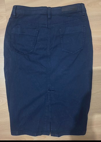 Lacivert Kot Midi Kalem Etek - Görsel 2