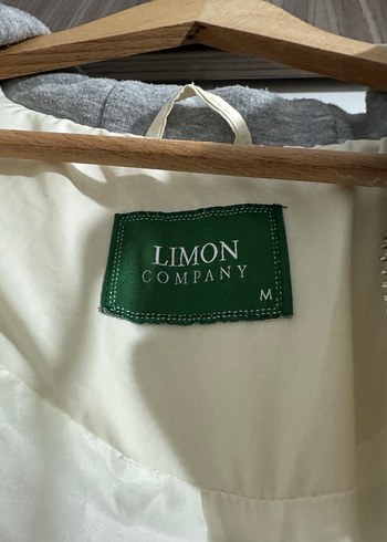 Gri Kapüşonlu Beyaz Fermuarlı Kadın Mont - Görsel 3