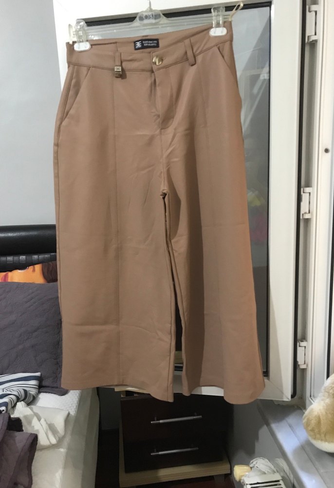 Bej Deri Kadın Midi Şort - Görsel 3