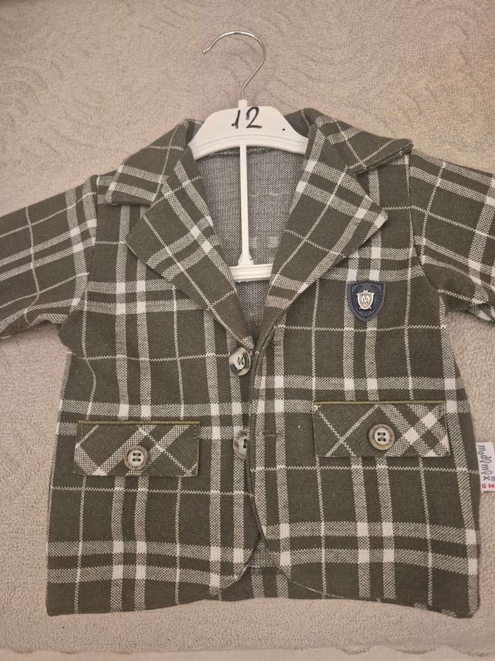 Gri Ekoseli Düğmeli Erkek Çocuk Ceketi - Görsel 2