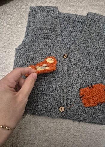 Gri Erkek Çocuk Triko Yelek - Görsel 2