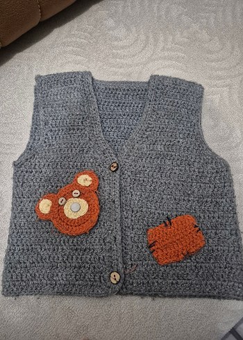 Gri Erkek Çocuk Triko Yelek - Görsel 3