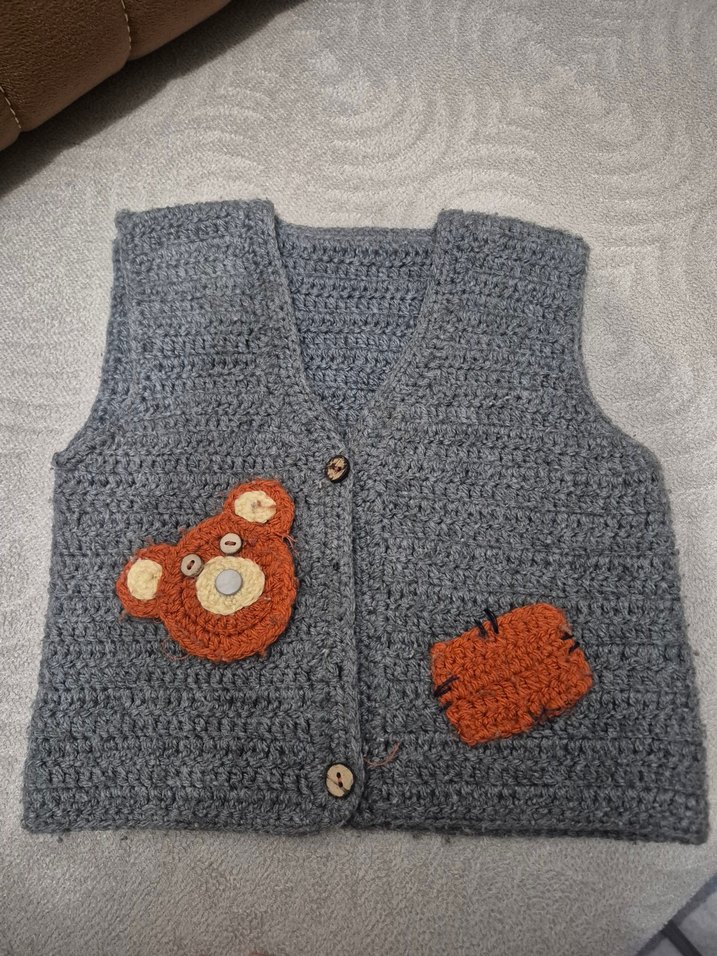 Gri Erkek Çocuk Triko Yelek - Görsel 3