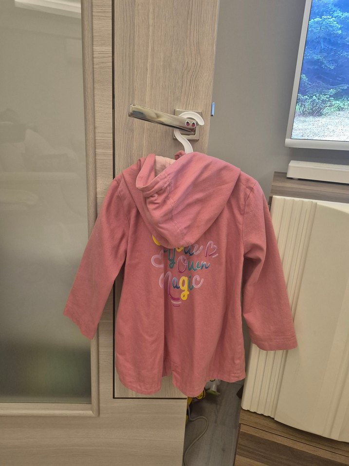 Düğmeli Pembe Kız Çocuk Kapüşonlu Ceket - Görsel 3