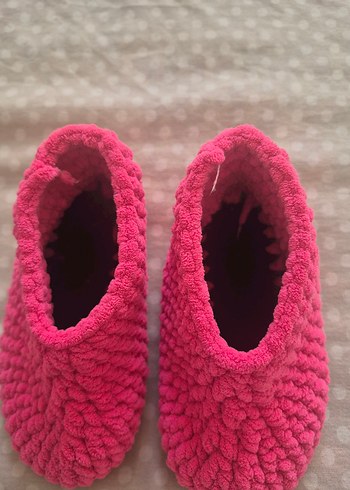 Kız Çocuk Pembe Örgü Ev Pandufu - Görsel 3