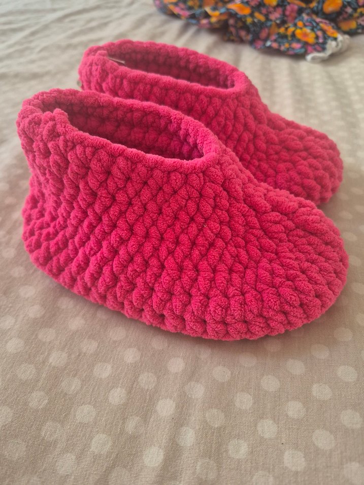 Kız Çocuk Pembe Örgü Ev Pandufu - Görsel 2