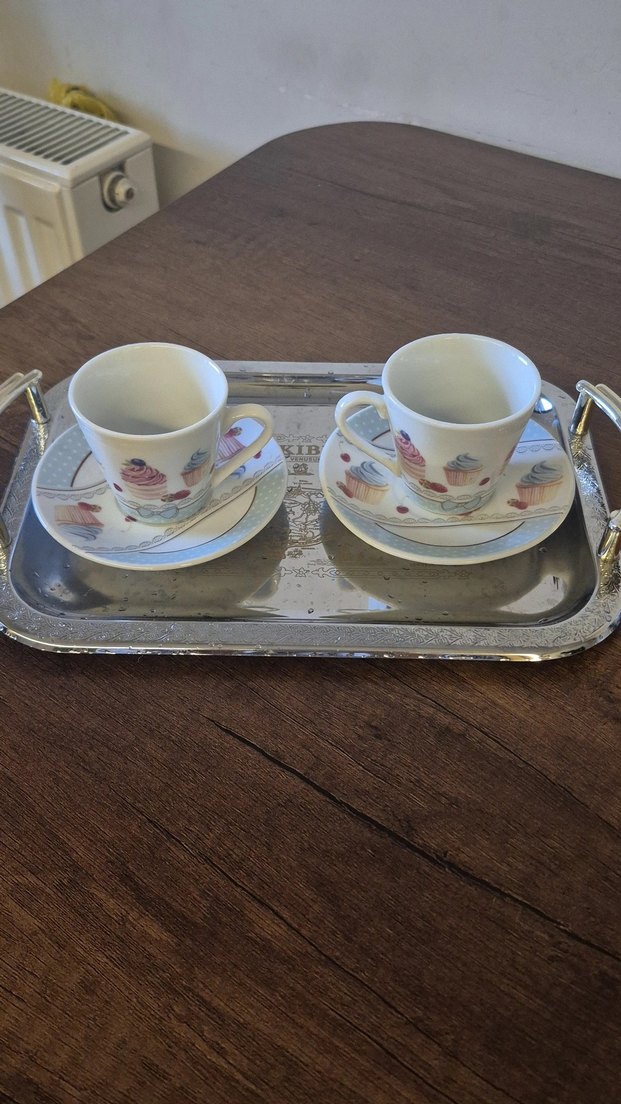 Pastel Desenli Beyaz Kahve Fincanları - Görsel 2