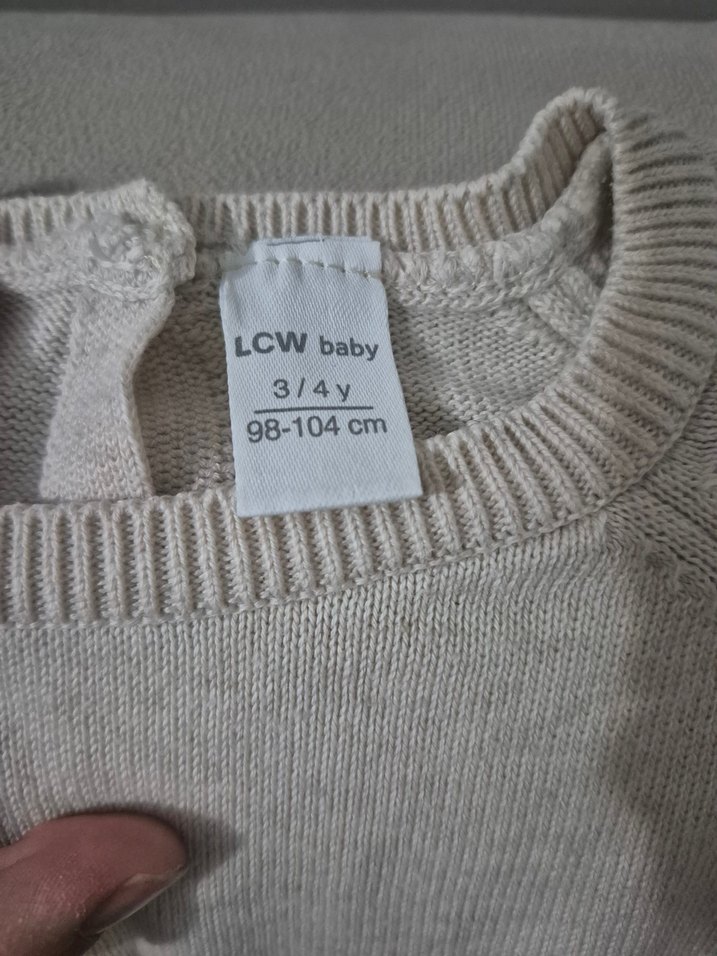 Uzun Kollu Triko Kumaşlı Rahat Kesim Kız Elbise - Görsel 3