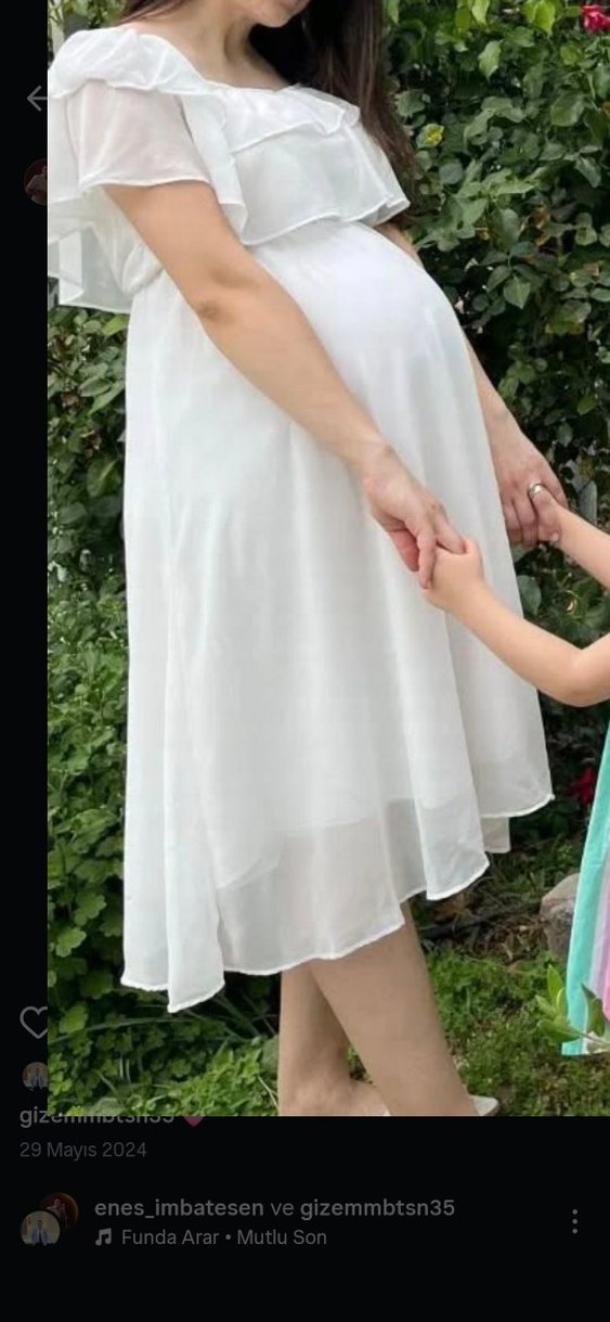 Beyaz Midi Drapeli Elbise - Görsel 2