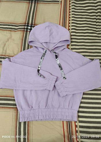 Kadın Mor Kapüşonlu Salaş Sweatshirt