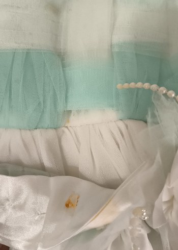 4 Yaş Beden Çiçek Detaylı Kız Çocuk Beyaz Elbise