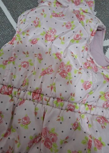 Çiçek Desenli Kız Kapüşonlu Yelek - Görsel 2