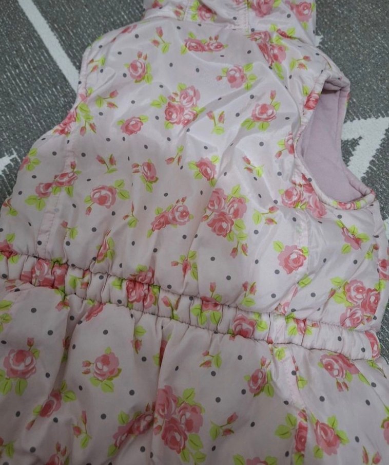 Çiçek Desenli Kız Kapüşonlu Yelek - Görsel 2