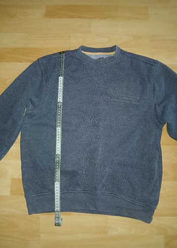 Gri Erkek Denim Sweatshirt