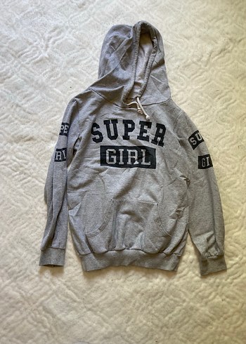 Gri Kapüşonlu Fermuarlı Sweatshirt