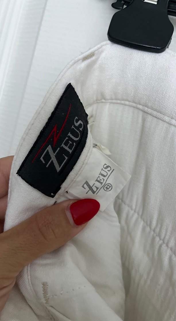 Beyaz Keten  Kadın Pantolon - Görsel 2