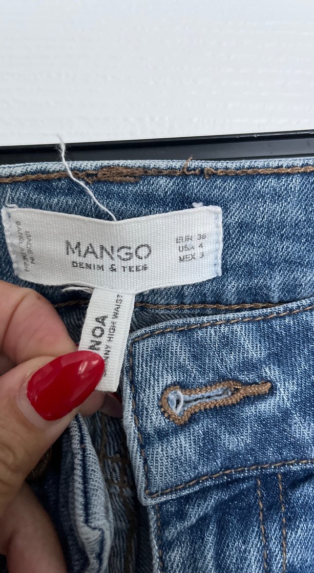 Kadın Mavi Bol Kesim Yırtık Kot Pantolon - Görsel 2