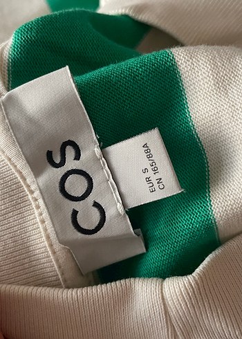 Cos Ekru Yesil Cizgili Polo Tisort