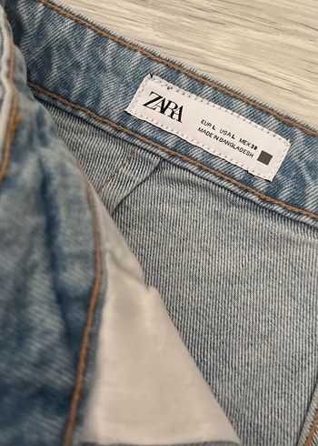 Zara Düğmeli Mavi Mini Denim etekli şort - Görsel 3