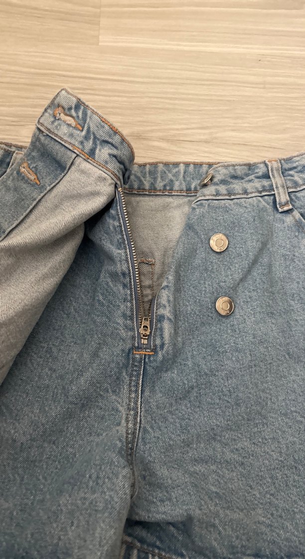 Zara Düğmeli Mavi Mini Denim etekli şort - Görsel 2
