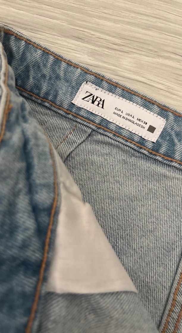 Zara Düğmeli Mavi Mini Denim etekli şort - Görsel 3