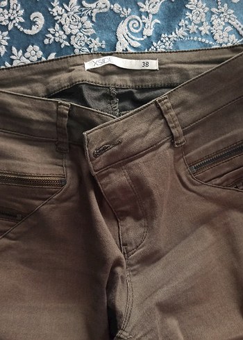 38 Beden dar paça haki kot pantolon.