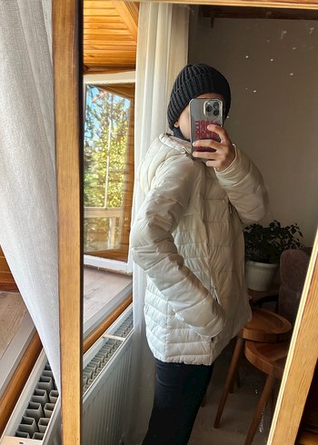 Defacto Beyaz Kadın Puff Mont, Yüksek Yakalı
