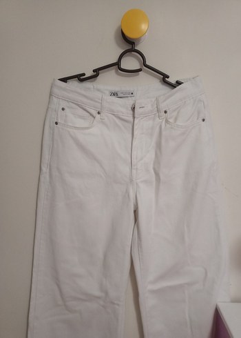 Beyaz Regular Fit Midi Kot Pantolon