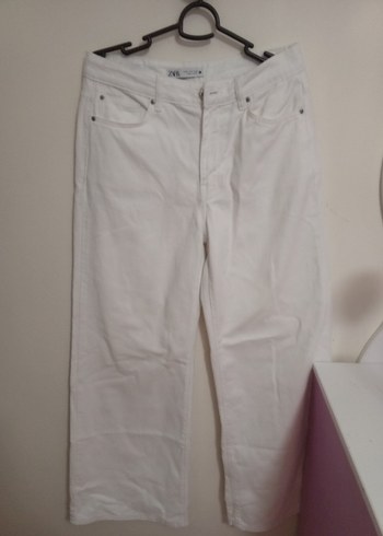 38 Beden Beyaz Regular Fit Midi Kot Pantolon